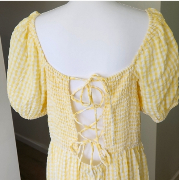 And Now This Dress Milkmaid Cotton Lace-up-Back Puffed Sleeves Tiered Gingham 1X - Picture 15 of 15